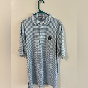Peter Millar Blue and White Striped Polo Shirt